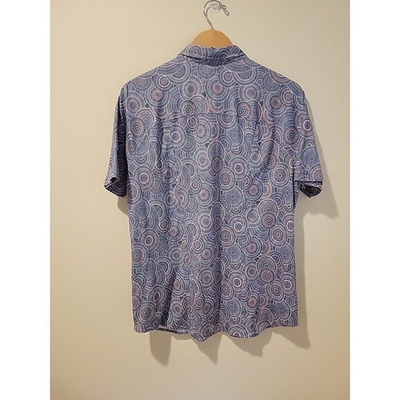 Desoto Short-Sleeved Sport Shirt in Cornflower Blue Mosaic-Tile Print Slim XL - Picture 8 of 11
